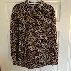 H&M Animal Print Button Up Blouse